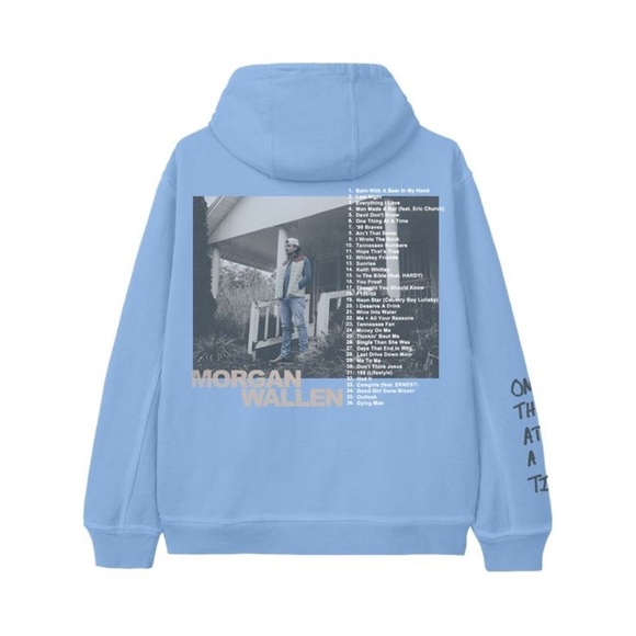 OFFICIAL Morgan Wallen One Thing At A Time Tour Hoodie Blue Medium - Picture 1 of 10